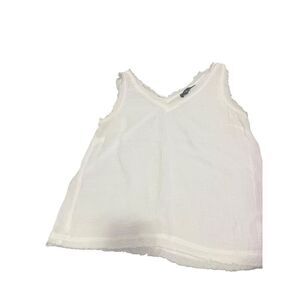 KLD Signature white tank top with distictive frayed edges  size small good condi